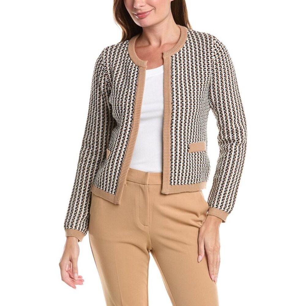 T Tahari Womens  Open Front Cardigan, Brown